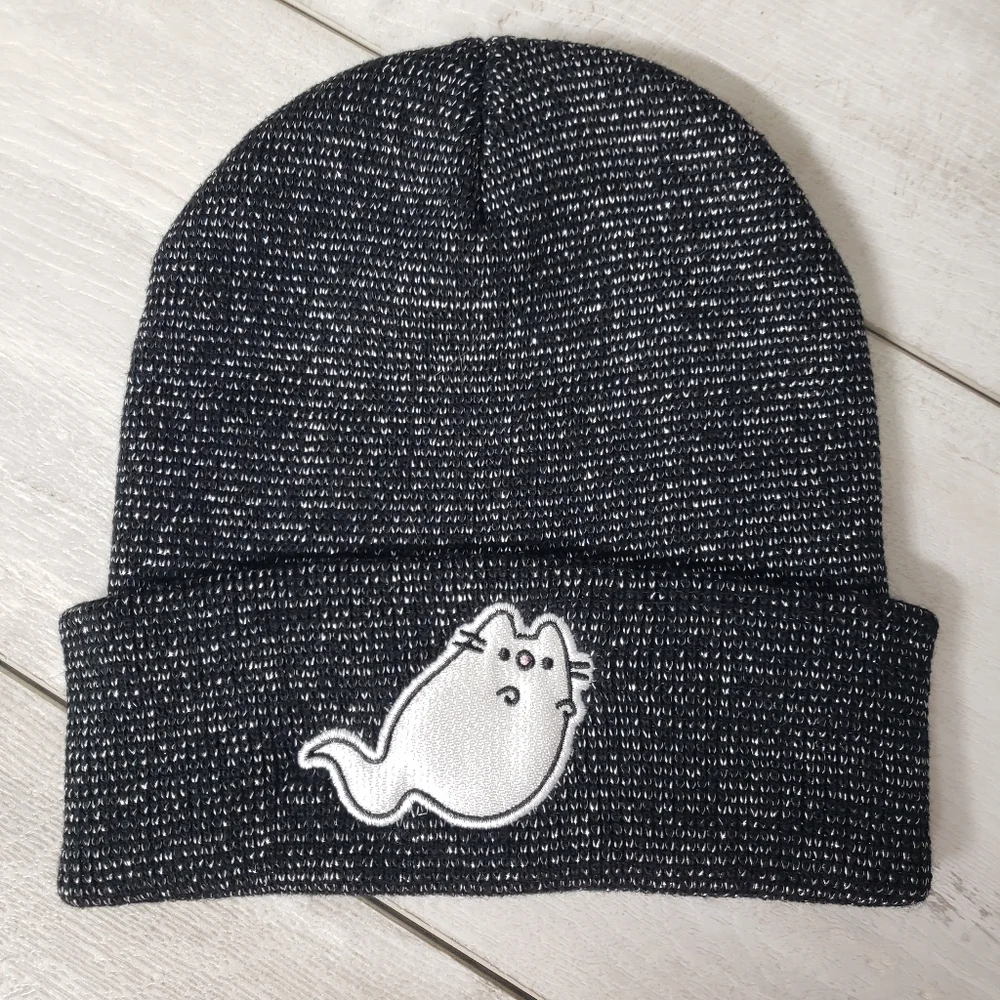 Pusheen Box Ghost Cat Beanie Black Sparkle Knit Halloween Unisex
